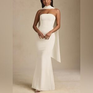 Oh Polly Cream Strapless Gown